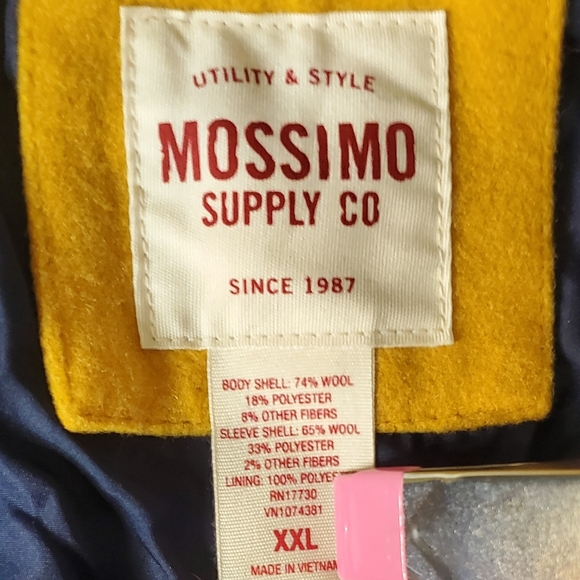 MOSSIMO XXL LETTERMAN JACKET 💛💙 Vintage Varsity Vibes  Wool Bomber Coat - Picture 2 of 16